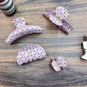 Pince à cheveux Oradour en PVC à pois violets avec motif élégant de requin ovale, <span class=keywords><strong>style</strong></span> rétro français, grande taille, pour coiffures quotidiennes, 11 cm - Product Image 3
