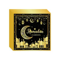 Lanterne en forme de croissant de lune en or noir, ensemble de fournitures jetables pour la fête du Ramadan et de l'Aïd, décoration pour les fêtes islamiques