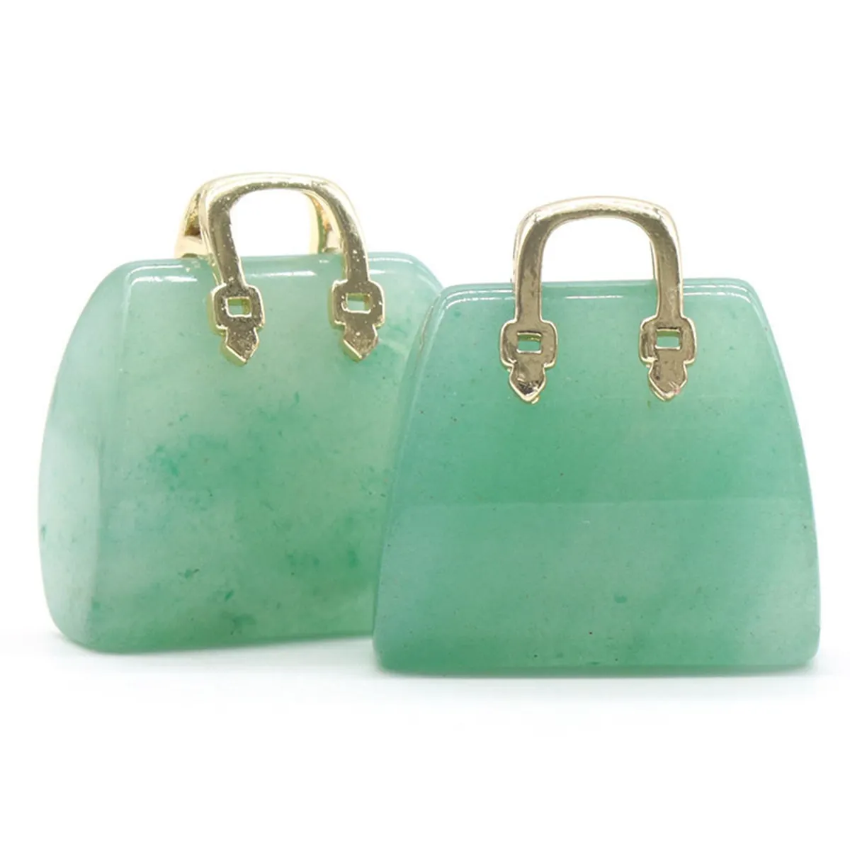 Green Aventurine Crystal Stone Mini Handbag Shaped Pendant Creative Decoration Fashion Jewelry Pendants & Charms
