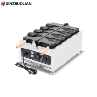 Machine à gaufres électrique commerciale multifonctionnelle entièrement automatique en acier inoxydable 4 pièces, machine à taiyaki à bouche ouverte, fournie par l'usine