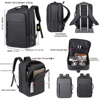 Ransel Unisex Kapasitas Besar Berbahan Oxford Polyester Tahan Lama, Multifungsi untuk Bisnis, Dilengkapi Port USB untuk Pengisian Daya Laptop