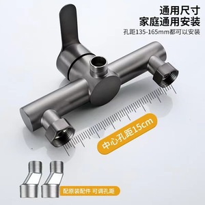 ก๊อกน้ำฝักบัวสแตนเลสแบบติดผนัง 2 หัวจ่ายน้ำ พร้อมวาล์วเซรามิก 3 ทาง - Product Image 3