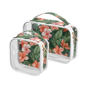 Hawaiian Custom Flower Women 2-pack Transparent Clear PVC Mini Cosmetic Bag <b>Make</b> <b>up</b> Organizer <b>Pouches</b> Travel Toiletry Bags - Product Image 1