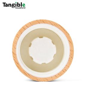 Kustom Pabrik tutup sekrup kayu Beech bulat kapasitas 100ml <span class=keywords><strong>Tumbler</strong></span> air stoples lilin stoples kaca tutup bambu kaleng botol - Product Image 4