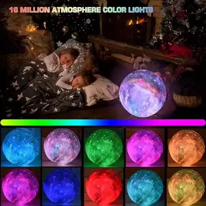 Clearance Price Newest Design App Control 360 Degrees Rotating Rechargeable Light Moon Lamp Room Decor Lights