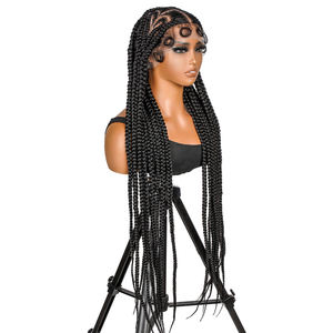 SuperNova 경량 편안한 보헤미안 박스 브레이드 전체 레이스 하트 모양 가발 투명 레이스 접착제 없음 자연 룩 - Product Image 4