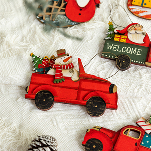 <b>Christmas</b> Decorative Wooden Little Bear Car <b>Small</b> Pendant Snowman Gift Socks <b>Tree</b> Ornament European and American Style - Product Image 4
