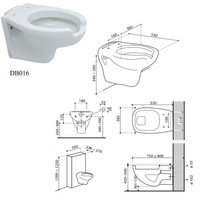 WC public à ouverture frontale, toilettes courbées, bidet commercial pour personnes âgées, toilettes de thérapie hydrosanitaire suspendues, ergonomiques