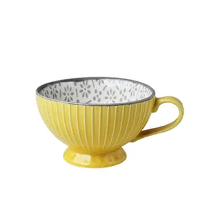Factory hot sale porcelain rim new bone china ceramic cup saucer