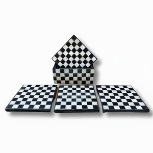 Sous-verres carrés de qualité supérieure, artisanat en bois d'acacia et nacre, sous-verres en bois faits à la main pour boissons, sous-verres en pierre - Product Image 1