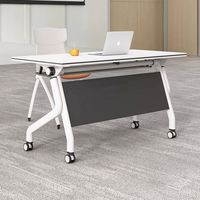 Table de formation mobile pliable en gros avec pieds en arche et roulettes verrouillables, bureau modulable pour salle de conférence et salle de classe