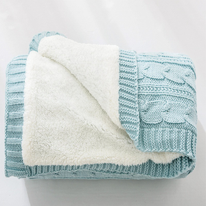 Chất Lượng Hàng Đầu Tùy Chỉnh Ấm Dày Mùa Đông Hai Lớp Acrylic <span class=keywords><strong>Chunky</strong></span> Dệt Kim Sherpa Lông Cừu Đan Ném Chăn - Product Image 4