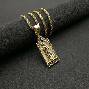 Titanium Steel Maria Pendant Necklace Stainless Steel <b>Cross</b> Design Unisex Gift Jewelry - Product Image 3