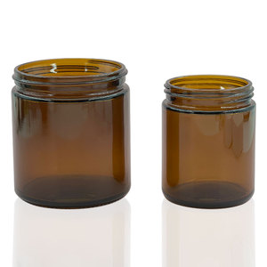 New Design Round 250ml 500ml Brown Wide Mouth Container Glass Candle Jar With Aluminum Lids