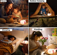 Lampe de nuit LED mini rechargeable USB en forme de canard mignon, contrôle tactile, lumière multicolore à intensité variable, lampe de table pour enfants en ABS et silicone, chambre à coucher