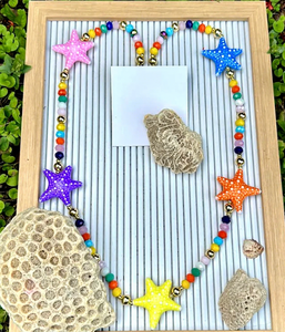 Cadena de cuentas chapada en oro de 18 quilates con colgantes de estrellas, collar, regalo de joyería - Product Image 5