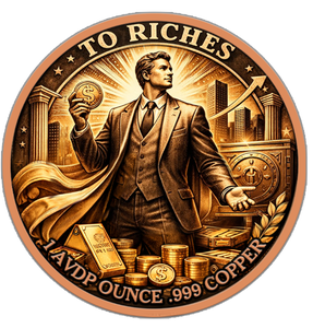 Moneda Redonda <span class=keywords><strong>de</strong></span> Cobre Puro .999 <span class=keywords><strong>de</strong></span> 1 Onza AVDP Personalizada con Temática '<span class=keywords><strong>De</strong></span> Ropa Sucia a Riqueza' en Venta - Product Image 1