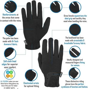 Guantes ecuestres de <span class=keywords><strong>Invierno</strong></span> para mujer Shires Cuero y algodón <span class=keywords><strong>Dublin</strong></span> Track Fabric para montar a caballo-Estilo de mujer - Product Image 2