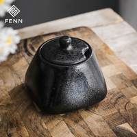 FENN Seasonings – Pot à épices en céramique de luxe style Japandi pour sel, sucre, poivre – Boîte de rangement de cuisine pour la maison, la table et le camping