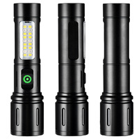 Lampe de poche extérieure à zoom rétractable en alliage d'aluminium Lampe de poche COB avec lumière latérale