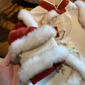 Girls Winter Chinese Style Outfit Set Thickening Cotton With Label For New Year - Product Image 4