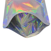 Pochette holographique refermable avec fenêtre transparente, sac d'emballage en plastique personnalisable avec logo pour cils, cosmétiques et petits articles