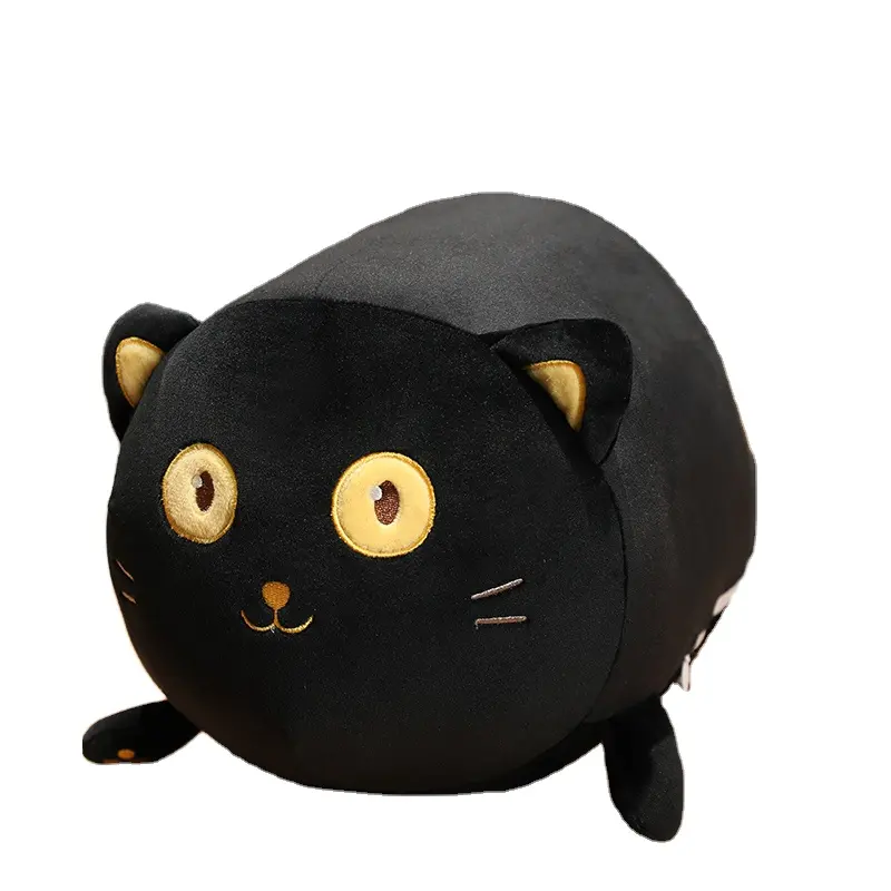 New Sunrise cute fat black cat plush pillow animal stuffed cat plush doll custom cat shape plush pillow