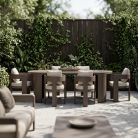 Solution de design sur mesure pour l'extérieur, ensemble de salle à manger pour villa, table de patio moderne en aluminium avec chaise