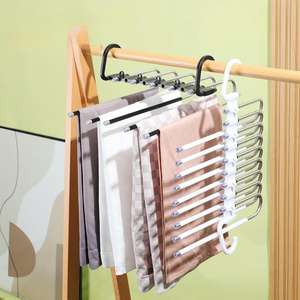 מתלה מתקפל נירוסטה 5 שכבות לחיסכון במקום לארגון מכנסיים, ג'ינס, צעיפים ועוד בארון - Product Image 3