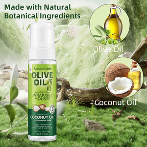 Kit de soin capillaire à l'huile d'olive et de noix de coco bio : Mousse coiffante à tenue forte, ajoute brillance et volume, définit les boucles, résistant à l'humidité - Product Image 5