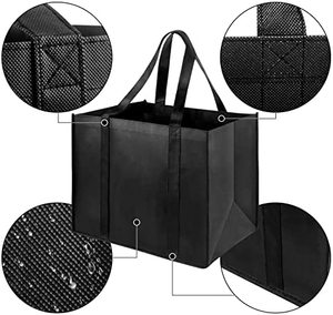 Eco Custom Logo Printed <b>Folding</b> Dot Pattern Reusable Extra-Wide Non Woven Fabric Carry Tote <b>Bag</b> for Grocery Shopping - Product Image 3