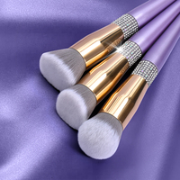 DailyQueen Ensemble de pinceaux de maquillage 14 pièces avec logo personnalisé diamant en cristal violet Échantillons gratuits pour correcteur