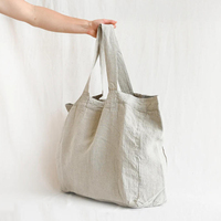Sacs fourre-tout en lin uni simple avec logo imprimé personnalisé Sacs fourre-tout en toile de coton lin de plage vierges de haute qualité pour les femmes qui font du shopping
