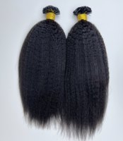 Vente en gros 0.5g mini kératine pointe plate extension de cheveux crépus droite vierge péruvienne cheveux Fusion de cheveux humains attachement toutes les couleurs