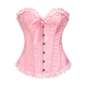 <strong>Yellow</strong> Jacquard Ruffled Trim Boned Sexy Overbust Push up Bustier <strong>Top</strong> <strong>Corset</strong> Mujer Slimming <strong>Corsets</strong> for Women Sexy Gothic Clothes - Product Image 2
