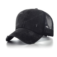 Gorra trucker vintage de verano para mujer, nueva, de algodón lavado, con malla, visera curva, moderna, para cola de caballo, con logotipo personalizable impreso, estilo vintage.