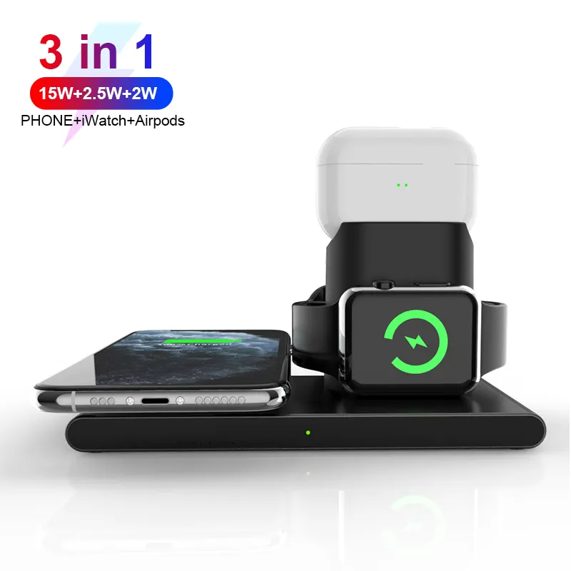 3 in 1 Wireless Charging With LED Indicator Portable Wireless Charger for iPhone for AirPods