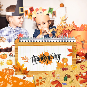 Dekorasi Album foto hadiah latar belakang pembuatan kartu buku tempel kertas kerajinan DIY dua sisi pola Thanksgiving untuk peralatan pesta musim gugur - Product Image 6