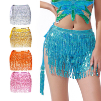 Robe de danse orientale pour femme, écharpe de danse métallique brillante avec pompons, accessoire de corps, tenue de festival, jupe de fête