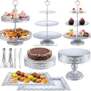 Ensemble de supports à gâteaux pour décoration de table, outils de pâtisserie, présentoir à <span class=keywords><strong>cupcakes</strong></span> et desserts en métal doré et cristal, piédestal pour mariage et fête - Product Image 3