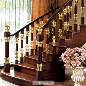 Медные и деревянные лестничные перила в европейском стиле, латунные балюстрады, перила для настила, напольные покрытия для дома - Product Image 3