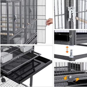Cage à oiseaux pour animaux de compagnie multi-couches en fer forgé solide direct d'usine avec séparateur central grande cage pour petit <span class=keywords><strong>animal</strong></span> résistant à la mastication - Product Image 5