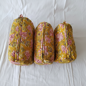 Bolsas de Algodón Ecológicas con Estampado de Loto Indio, Acolchadas, con Cierre, para Mujer, Bolsas de Maquillaje para Viaje, Pequeñas, Medianas y Grandes - Product Image 1