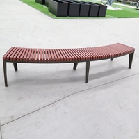 Tabouret de chaise de mobilier d'extérieur Banc d'extérieur incurvé pour banc de jardin de parc public Banc incurvé en bois et aluminium moulé sous pression