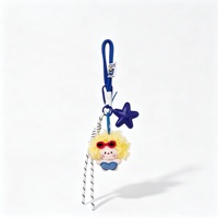 Porte-clés mignon personnalisé en peluche avec mousqueton, pendentif de sac à cheveux bouclés et duveteux, figurine de dessin animé Kawaii, breloque étoile en peluche douce pour sac à dos