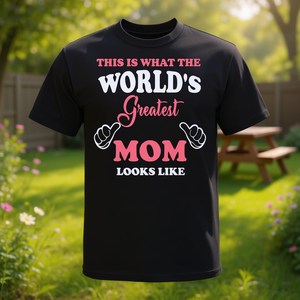 Camiseta Worlds Greatest Mom, regalo para el día de la madre, algodón negro, cuello redondo, manga corta, unisex, talla para adultos - Product Image 3