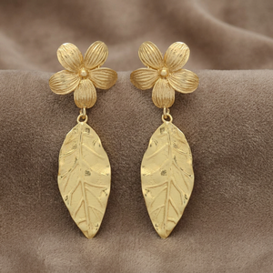 Boucles d'oreilles pendantes motif floral, plaqué or, argent 925, style botanique, pour femme, bijoux fantaisie, vente en gros - Product Image 2
