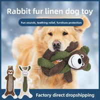 Jouet sonore pour chien en peluche de lapin, durable et indestructible, pour le divertissement et le soulagement de l'ennui des chiens de taille moyenne à grande