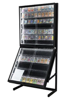 Vitrine de présentation de cartes gradées à 2 niveaux verrouillable avec éclairage LED, présentoir autoportant pour cartes à collectionner TCG pour magasin de détail