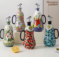 Bouteille de Rangement en Céramique Série Bohème Personnalisable pour Huile et Sauce Soja, pour Restaurants et Hôtels, Taille M (401-500ml), Option Vente en Gros